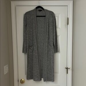 Gibson Heather Gray Open-Front Long Cardigan